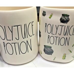 Rae Dunn Harry Potter Polyjuice Potion Mug Set Cream Black NEW Cauldron Graphics